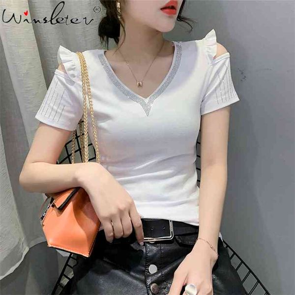 women t-shirts casual cut out tee summer female t shirt short sleeve diamonds tshirt for womens clothing t03009b 210421, Black;gray
women t-shirts casual cut out tee summer female t shirt short sleeve diamonds tshirt for womens clothing t03009b 210421, Black;gray
