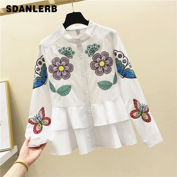embroidery flowers stand collar flounced pendulum shirt women's 2021 spring clothing loose blouse blusas mujer de moda blouses & shirts, White
embroidery flowers stand collar flounced pendulum shirt women's 2021 spring clothing loose blouse blusas mujer de moda blouses & shirts, White