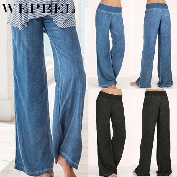 women denim blue wide leg pants casual loose ladies elastic waist yoga trousers hosen damen women's jeans
women denim blue wide leg pants casual loose ladies elastic waist yoga trousers hosen damen women's jeans