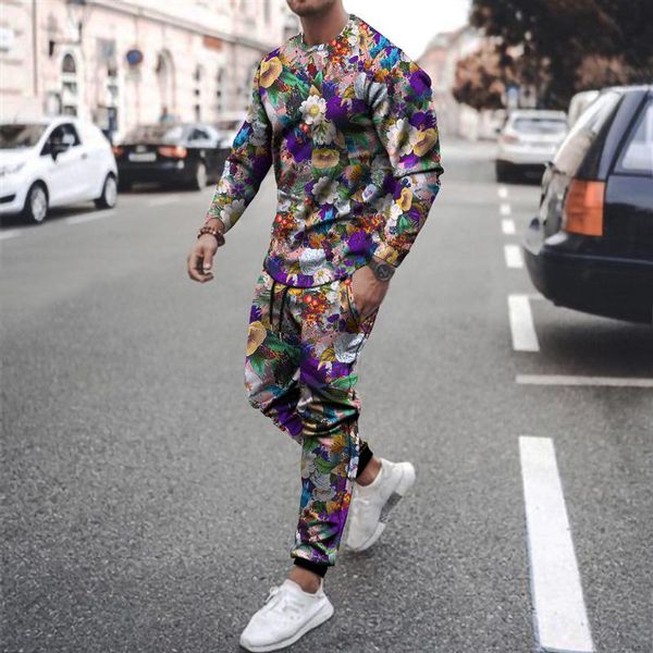 men's tracksuits 2021 3d digital printing flower pattern clothing casual sports pants + round neck t-shirt male street trend suit, Gray
men's tracksuits 2021 3d digital printing flower pattern clothing casual sports pants + round neck t-shirt male street trend suit, Gray