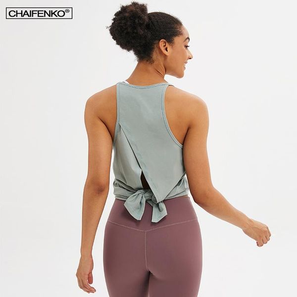 yoga outfit chaifenko casual shirt women fashion cross back sleeveless tank fitness workout sports quick dry vest