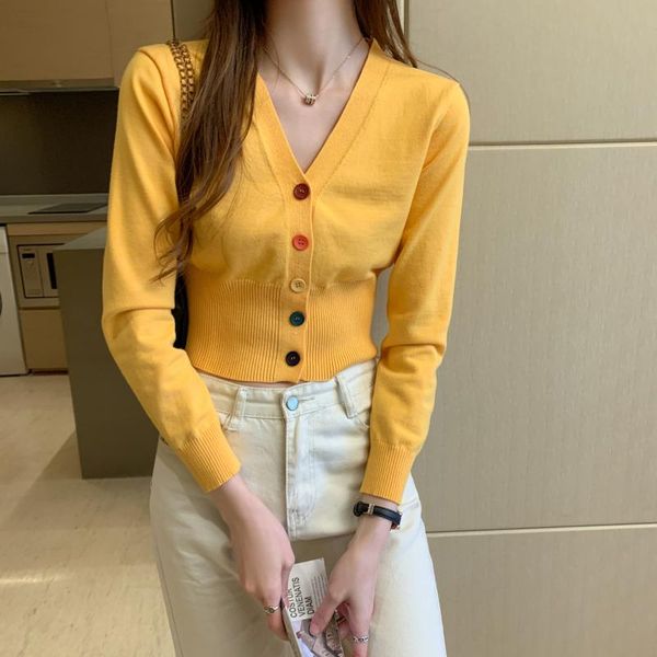 women's knits & tees women knitted cropped cardigans sweater fashion autumn long sleeve slim coat casual button v neck solid female 20, White
women's knits & tees women knitted cropped cardigans sweater fashion autumn long sleeve slim coat casual button v neck solid female 20, White