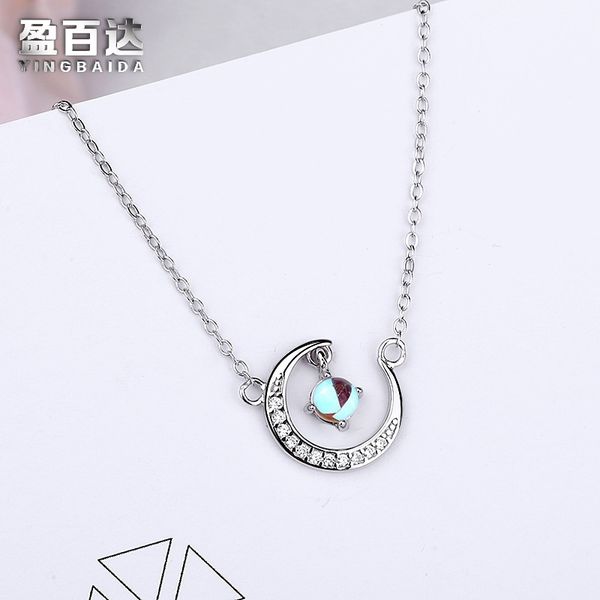 s925 silver diamond moon moonstone necklace japanese and korean fashion clavicle chain women's pendant, Black
s925 silver diamond moon moonstone necklace japanese and korean fashion clavicle chain women's pendant, Black
