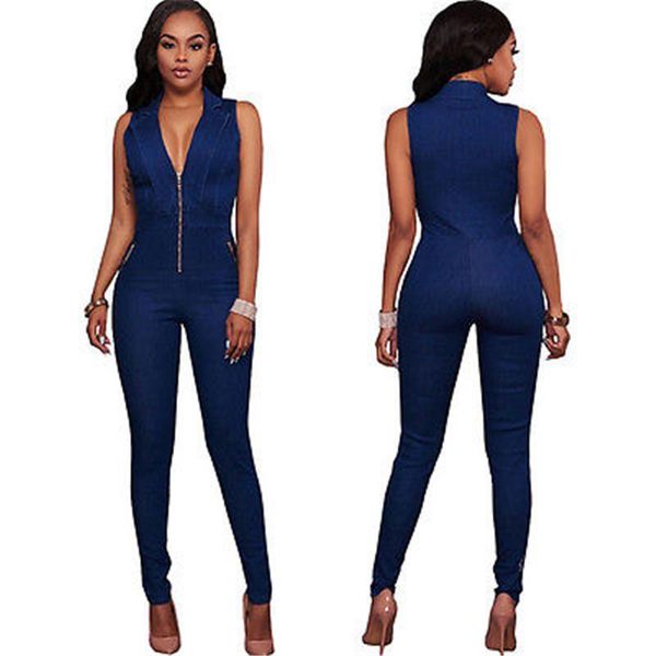women's jumpsuits & rompers fashion deep v neck sleeveless zipping womens ladies denim jeans full length solid overall jumpsuit paysuit, Black;white
women's jumpsuits & rompers fashion deep v neck sleeveless zipping womens ladies denim jeans full length solid overall jumpsuit paysuit, Black;white