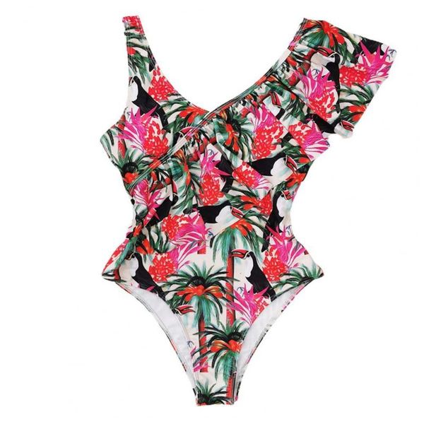 women's swimwear bikinis swimsuit monokini floral print deep v neck women ruffle one piece swim beach wear for summer, White;black
women's swimwear bikinis swimsuit monokini floral print deep v neck women ruffle one piece swim beach wear for summer, White;black
