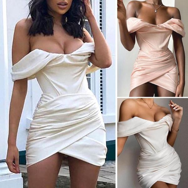 casual dresses dress women summer solid color off shoulder short sleeve pleated party bodycon mini clubwear 2021, Black;gray
casual dresses dress women summer solid color off shoulder short sleeve pleated party bodycon mini clubwear 2021, Black;gray
