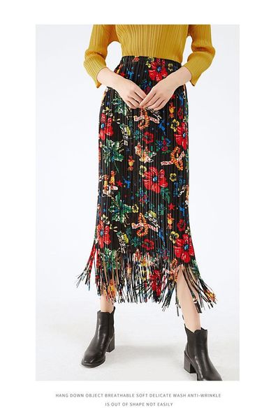 miyake fold wide-brimmed twill pleated weave tassel skirt retro floral print in stock skirts, Black
miyake fold wide-brimmed twill pleated weave tassel skirt retro floral print in stock skirts, Black
