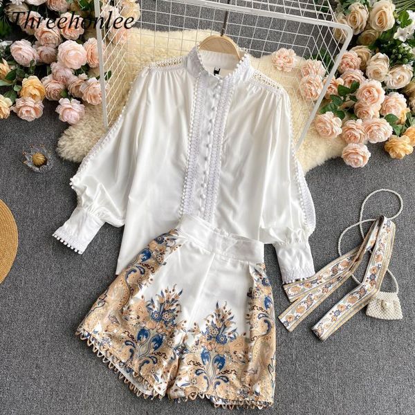 women's tracksuits chic two pieces set summer white blouse and printed high waist shorts elegant lady office fashion suits, Gray
women's tracksuits chic two pieces set summer white blouse and printed high waist shorts elegant lady office fashion suits, Gray