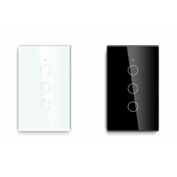 smart home control wifi 3 gang light switch touch-panel for amazon alexa google black