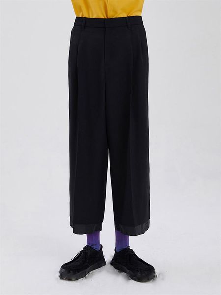 men's pants casual wide leg straight spring and autumn black pant layer double stitching nine points design
men's pants casual wide leg straight spring and autumn black pant layer double stitching nine points design