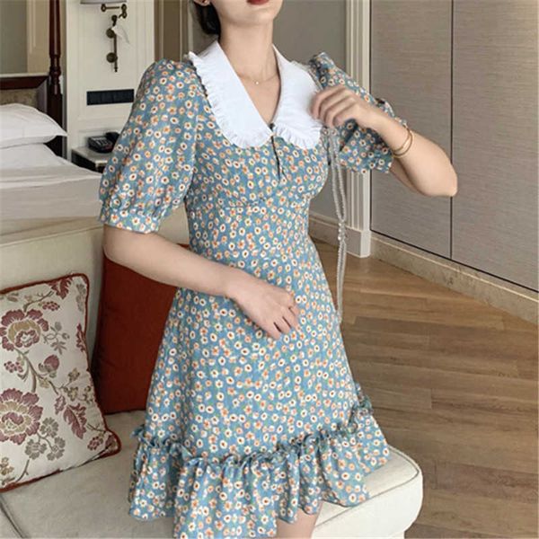 women chiffon dress 2021 summer fashion female puff sleeve vintage floral print peter pan collar boho dress casual vestidos y0603, Black;gray
women chiffon dress 2021 summer fashion female puff sleeve vintage floral print peter pan collar boho dress casual vestidos y0603, Black;gray