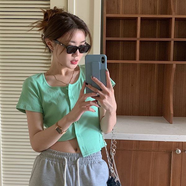 6candy colors summer korean style slim elastic short sleeve t-shirt casual womens cardigan tees shirt femme (f4306) 210423, White
6candy colors summer korean style slim elastic short sleeve t-shirt casual womens cardigan tees shirt femme (f4306) 210423, White