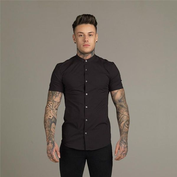 men's casual shirts summer fashion short sleeve shirt mens slim fit male social business dress solid gym fitness sports clothing, White;black
men's casual shirts summer fashion short sleeve shirt mens slim fit male social business dress solid gym fitness sports clothing, White;black