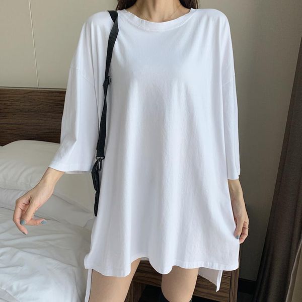 women's t-shirt casual women solid color 2021 spring autumn female clothes three quarter sleeve o-neck loose, White
women's t-shirt casual women solid color 2021 spring autumn female clothes three quarter sleeve o-neck loose, White