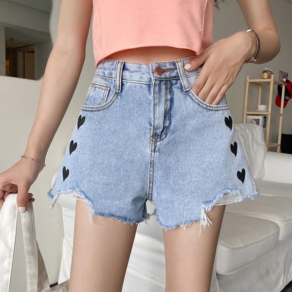 women's shorts ailegogo summer women high waist loose heart print tassel denim retro streetwear female wide leg blue jeans, White;black
women's shorts ailegogo summer women high waist loose heart print tassel denim retro streetwear female wide leg blue jeans, White;black