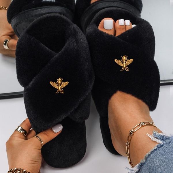 slippers ethel fluffy women faux fur slides indoor female flip flops plush sandals flat open toe luxury designer shoes, Black
slippers ethel fluffy women faux fur slides indoor female flip flops plush sandals flat open toe luxury designer shoes, Black