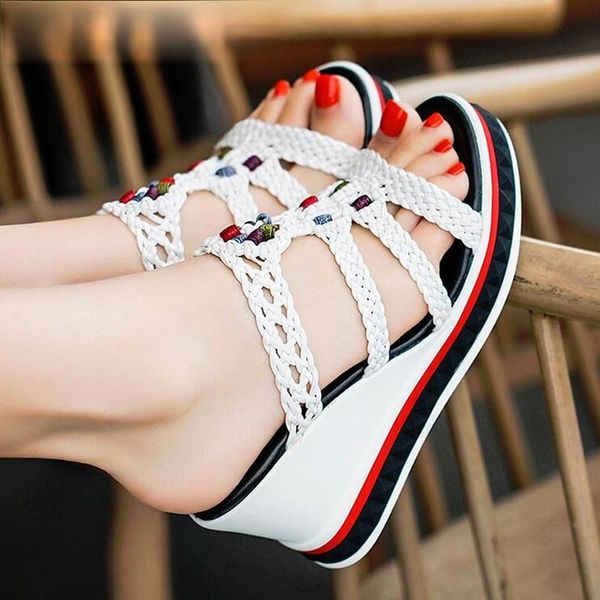 slippers brand women platform wedge peep toe casual bling color mixing slide outdoor beach ladies shoes woman zapatos de mujer, Black
slippers brand women platform wedge peep toe casual bling color mixing slide outdoor beach ladies shoes woman zapatos de mujer, Black