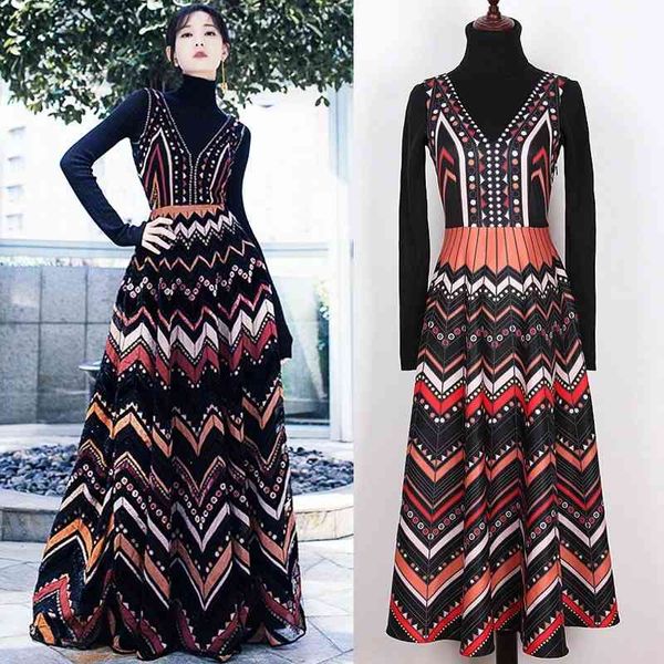two piece dress european and american spring catwalk high-necked sweater + printed v-neck dress nwrl, White
two piece dress european and american spring catwalk high-necked sweater + printed v-neck dress nwrl, White