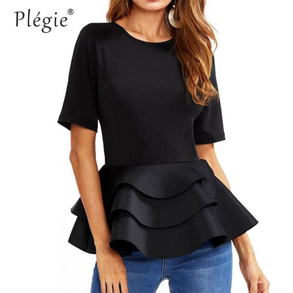 women's blouses & shirts plegie tiered ruffle hem peplum blouse 2021 casual black round neck short sleeve layered women elegant blusa f, White
women's blouses & shirts plegie tiered ruffle hem peplum blouse 2021 casual black round neck short sleeve layered women elegant blusa f, White