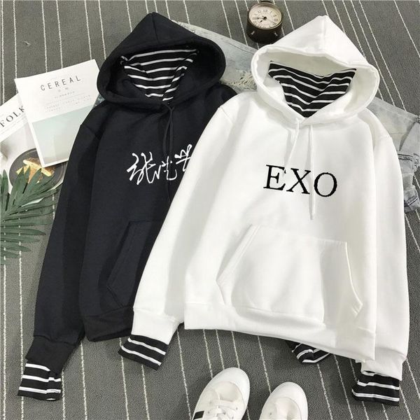 women's hoodies & sweatshirts fashion exo kpop hoodie sweatshirt pullover women long sleeve striped hooded streetwear harajuku sudadera, Black
women's hoodies & sweatshirts fashion exo kpop hoodie sweatshirt pullover women long sleeve striped hooded streetwear harajuku sudadera, Black
