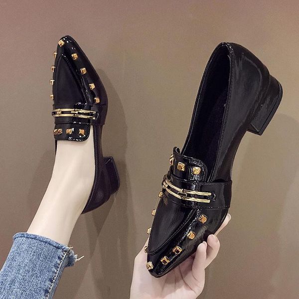 dress shoes fhanchu retro women mid heels,patent pu leather rivets for autumn,pointed toe,slip on,block heel,black,brown,drop
dress shoes fhanchu retro women mid heels,patent pu leather rivets for autumn,pointed toe,slip on,block heel,black,brown,drop