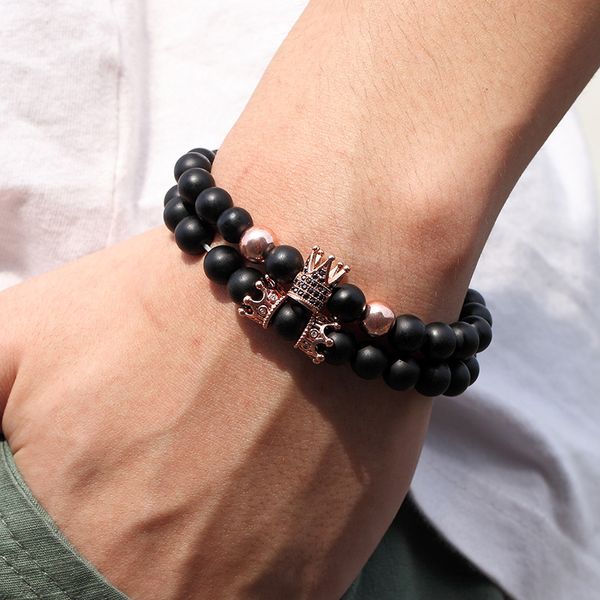 america europe selling 8mm black beads strands crown charm bracelet jewelry 2pcs/set
america europe selling 8mm black beads strands crown charm bracelet jewelry 2pcs/set