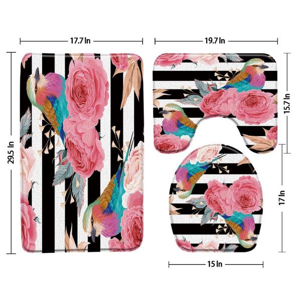 bath mats flower and bird mat black white stripes background bathroom 3-piece set shower rug toilet carpet products
bath mats flower and bird mat black white stripes background bathroom 3-piece set shower rug toilet carpet products