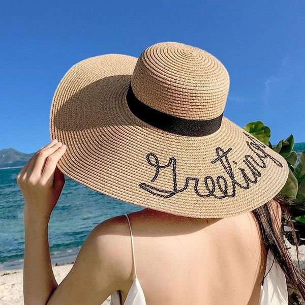 beach hat women's spring and summer big-brimmed sun folding embroidered sunscreen outing leisure straw wide brim hats, Blue;gray
beach hat women's spring and summer big-brimmed sun folding embroidered sunscreen outing leisure straw wide brim hats, Blue;gray