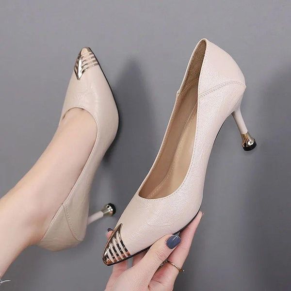 dress shoes fashion collision avoidance metal head pumps 7cm high heels pointed toe ladies part stiletto women's wedding, Black
dress shoes fashion collision avoidance metal head pumps 7cm high heels pointed toe ladies part stiletto women's wedding, Black