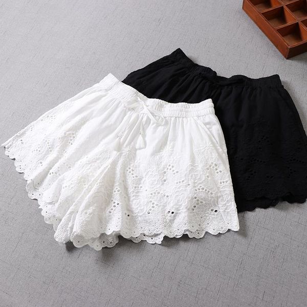 women's shorts spring summer women embroidery lace loose japan style mori girl cotton elastic waist, White;black
women's shorts spring summer women embroidery lace loose japan style mori girl cotton elastic waist, White;black