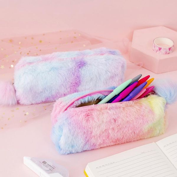 pencil bags 1pc kawaii gradient color cute plush pen case stationery student storage bag school supplies
pencil bags 1pc kawaii gradient color cute plush pen case stationery student storage bag school supplies