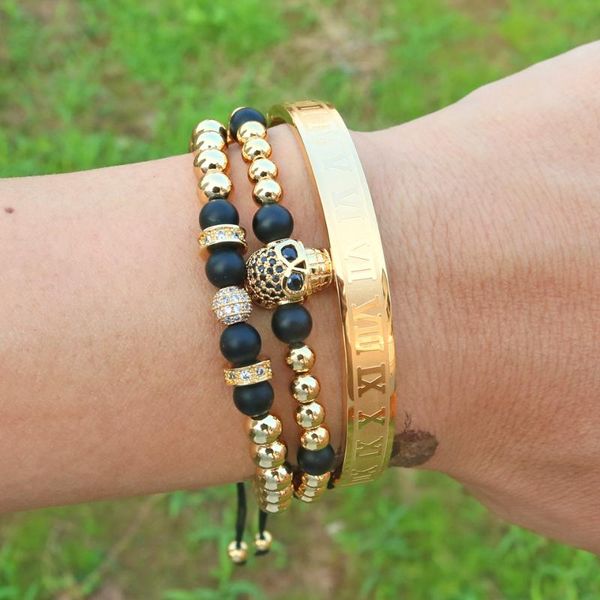 luxury 3pcs/set stainless steel bracelets & bangles hip hop men jewelry roman number charm gold color skull bracelet for bangle, Black
luxury 3pcs/set stainless steel bracelets & bangles hip hop men jewelry roman number charm gold color skull bracelet for bangle, Black