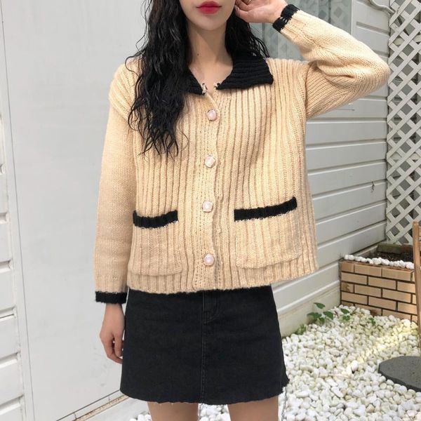 sweaters knitted feminin turn-down collar women coat chic early-autumn all match brief warm sweaters, White;black
sweaters knitted feminin turn-down collar women coat chic early-autumn all match brief warm sweaters, White;black