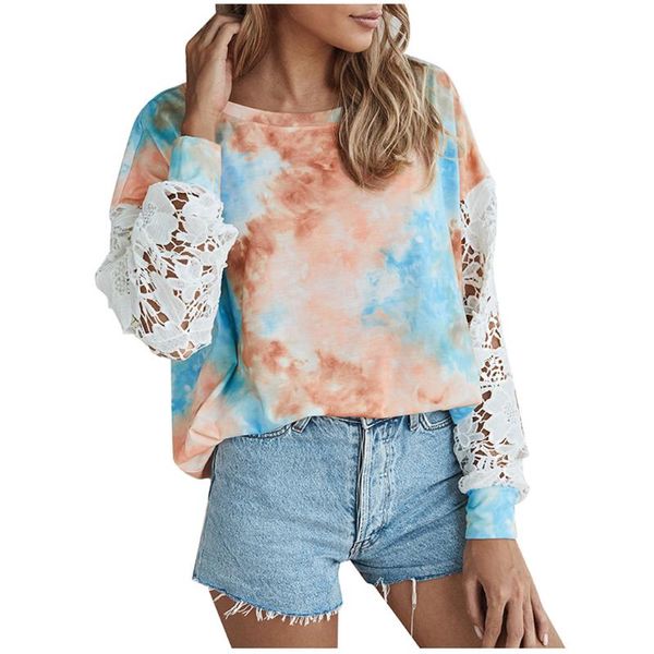 women's blouses & shirts fashion tie-dye print casual streetwear elegant lace hollow patchwork long sleeve o-neck blouse woman blusas p, White
women's blouses & shirts fashion tie-dye print casual streetwear elegant lace hollow patchwork long sleeve o-neck blouse woman blusas p, White