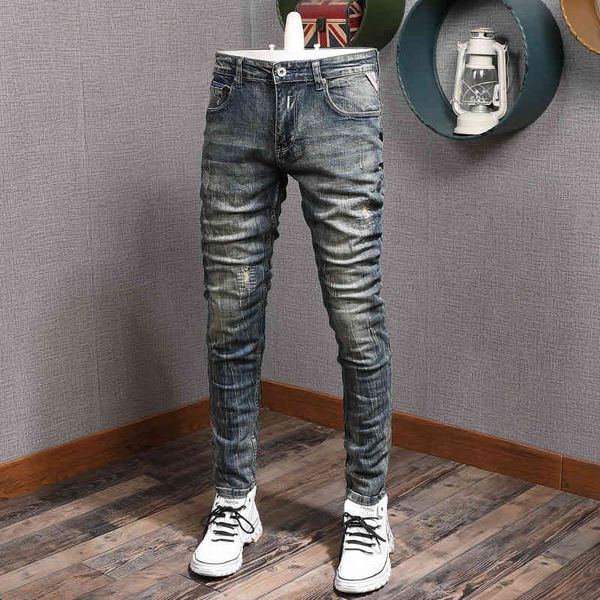 jeans italian style fashion men jeans elastic slim fit printed designer ripped denim trousers streetwear hip hop pants, Blue
jeans italian style fashion men jeans elastic slim fit printed designer ripped denim trousers streetwear hip hop pants, Blue
