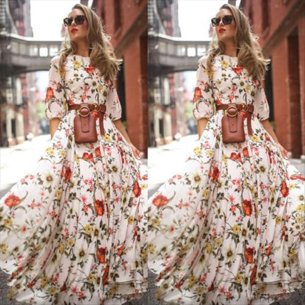 summer boho floral long half women dresses o neck high waist loose print vestidos, Black;gray
summer boho floral long half women dresses o neck high waist loose print vestidos, Black;gray