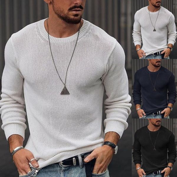 men's sweaters solid slim knit round neck pullover sweater spring autumn arrival soft cotton casual homme knitwear, White;black
men's sweaters solid slim knit round neck pullover sweater spring autumn arrival soft cotton casual homme knitwear, White;black