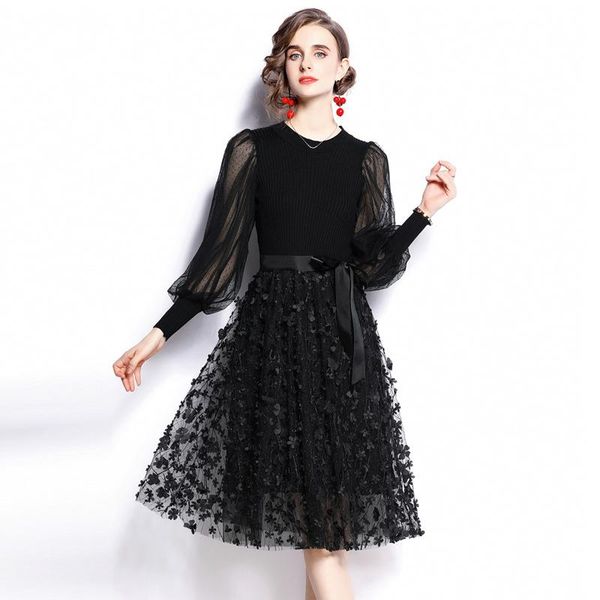 casual dresses elegant spliced polka dot mesh sleeve high waist slim waistband bubble long dress 2021 early autumn, Black;gray
casual dresses elegant spliced polka dot mesh sleeve high waist slim waistband bubble long dress 2021 early autumn, Black;gray