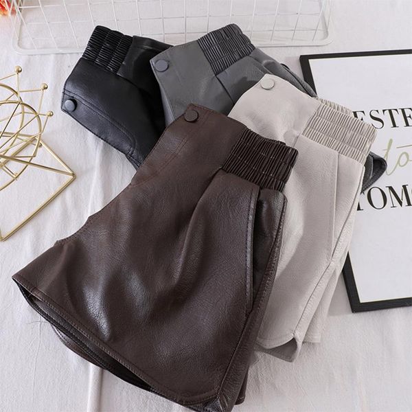 women's shorts 2021 high waist pu leather women zipper button wide leg punk style autumn winter casual loose short feminino, White;black
women's shorts 2021 high waist pu leather women zipper button wide leg punk style autumn winter casual loose short feminino, White;black