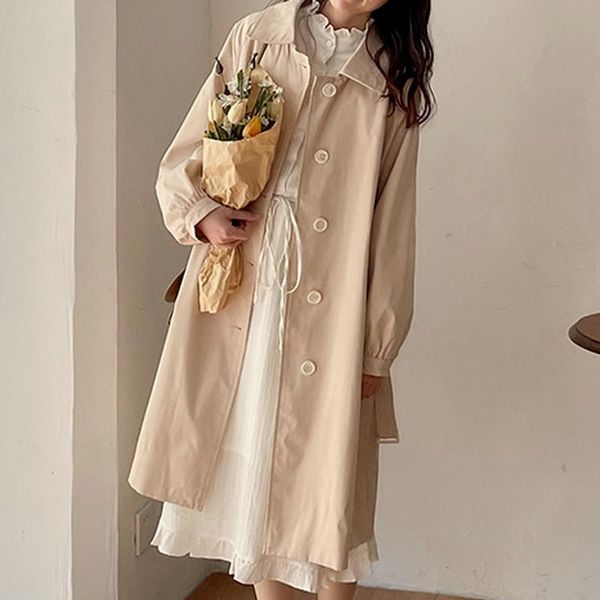 women's trench coats 2021 women mid-length turn-down collar elegant japanese style solid color windbreaker autumn streetwear outwear, Tan;black
women's trench coats 2021 women mid-length turn-down collar elegant japanese style solid color windbreaker autumn streetwear outwear, Tan;black