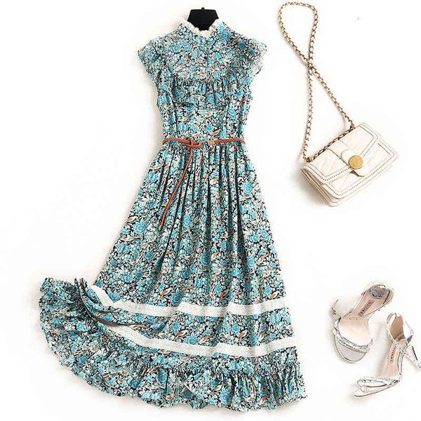 two piece dress sweet floral trimmings printed runway fashion summer elegant dress without sleeves midi holiday o1qd, White
two piece dress sweet floral trimmings printed runway fashion summer elegant dress without sleeves midi holiday o1qd, White
