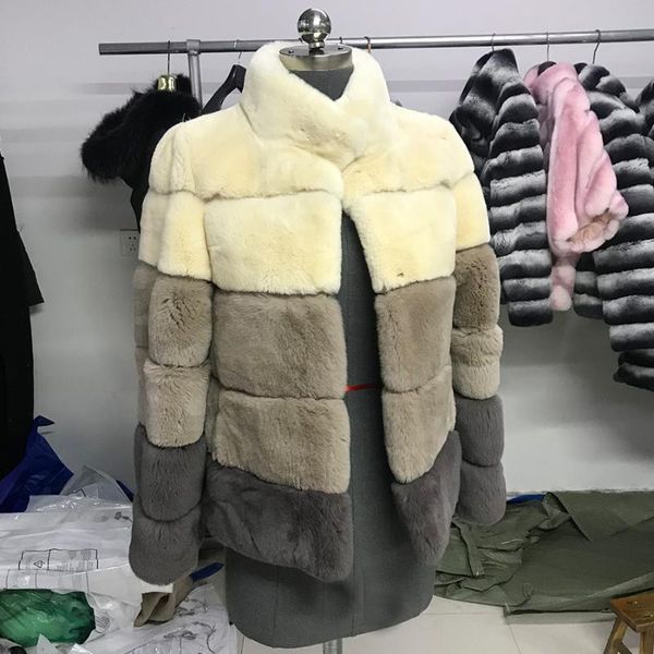 women's fur & faux cnegovik winter splicing jacket 100% rex coat outwear classic stand collar, Black
women's fur & faux cnegovik winter splicing jacket 100% rex coat outwear classic stand collar, Black