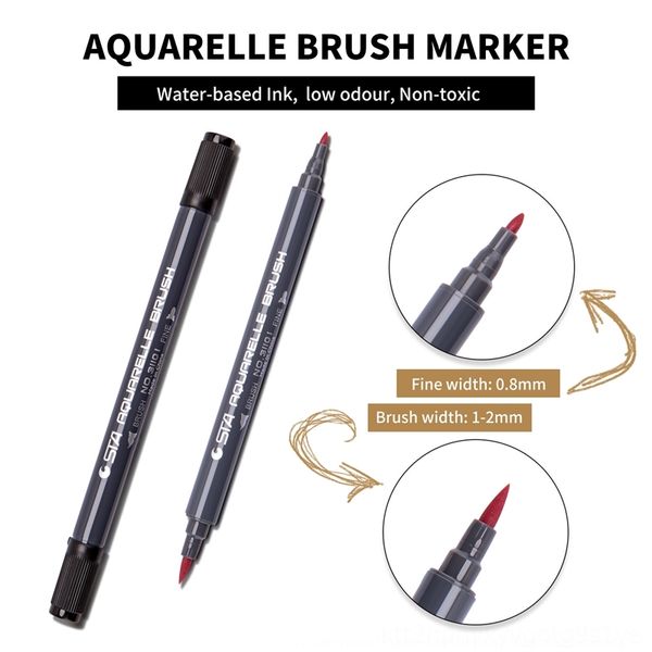 jct sta3110 based marker painting pens double head soft head water pigment water ink brush color color pen hand drawing brush, Black;red
jct sta3110 based marker painting pens double head soft head water pigment water ink brush color color pen hand drawing brush, Black;red