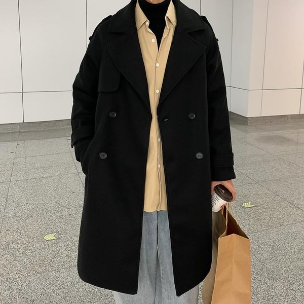 men's wool & blends winter long british style loose and generous coat classic windproof windbreaker solid color men, Black
men's wool & blends winter long british style loose and generous coat classic windproof windbreaker solid color men, Black