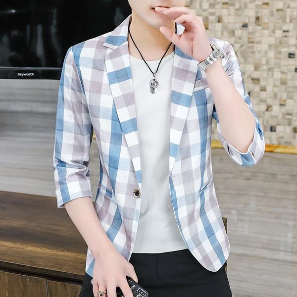 summer suit men checked short sleeved korean version casual small fashion thin sleeve seven minutes jacket 215 men's suits & blazers, White;black
summer suit men checked short sleeved korean version casual small fashion thin sleeve seven minutes jacket 215 men's suits & blazers, White;black