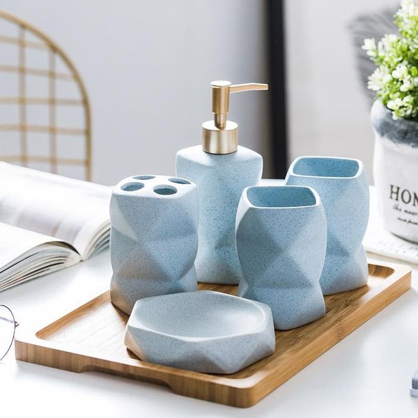 bath accessory set ceramic bathroom wash 6-piece lotion bottle toothbrush rack mouthwash cup soap dish tray kitchen decoration accessories
bath accessory set ceramic bathroom wash 6-piece lotion bottle toothbrush rack mouthwash cup soap dish tray kitchen decoration accessories