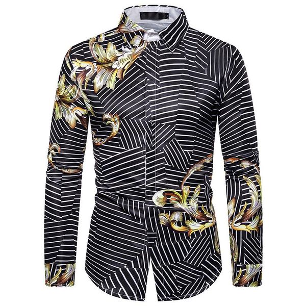 men's casual shirts luxury floral print shirt men 2021 brand striped mens slim fit dress tuxedo streetwear camisas, White;black
men's casual shirts luxury floral print shirt men 2021 brand striped mens slim fit dress tuxedo streetwear camisas, White;black