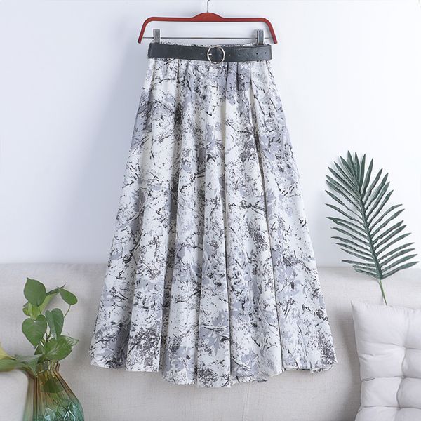 spring autumn women elastic waist casual panelled print over knee loose pleated skirt with belt 16w227 210510, Black
spring autumn women elastic waist casual panelled print over knee loose pleated skirt with belt 16w227 210510, Black