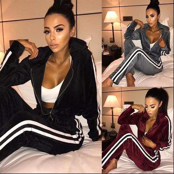 autumn winter two piece womens tracksuits set tracksuit velvet long sleeve striped coat and skinny pants suits casual sportswear, Gray
autumn winter two piece womens tracksuits set tracksuit velvet long sleeve striped coat and skinny pants suits casual sportswear, Gray