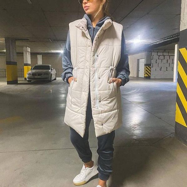 women's vests conkor fashion drawstring collected waisted women elegant stand collar coats mid length cotton ladies, Black;white
women's vests conkor fashion drawstring collected waisted women elegant stand collar coats mid length cotton ladies, Black;white